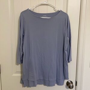 Pure Jill light blue boat-neck layered tunic‎ long sleeve stretchy top large